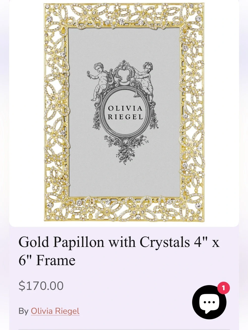 Olivia Riegel Gold Papillon Crystal Accent Picture Frame